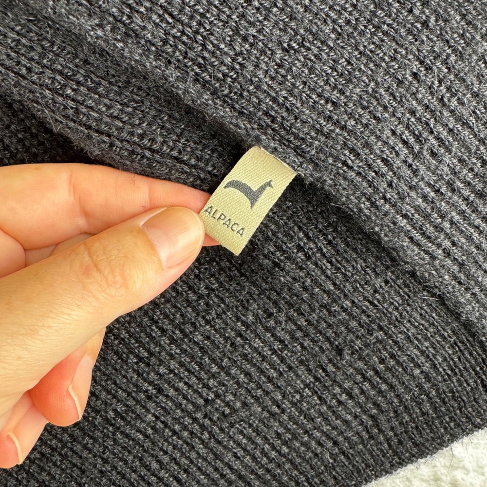 Peruvian Link Cardigan Women M/L Black Alpaca Open Front Knit Sweater (1502) - Picture 5 of 12